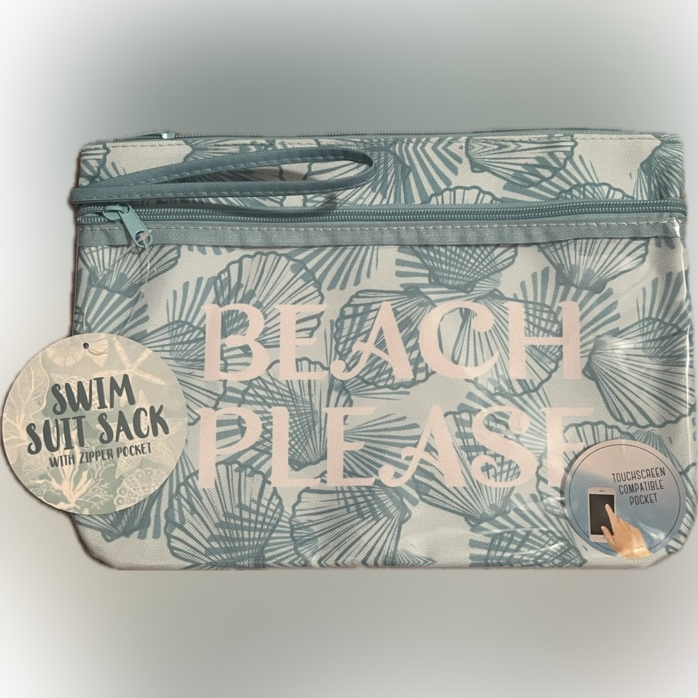 'Beach Please' Swim Suit Sack with Zipper Pockets